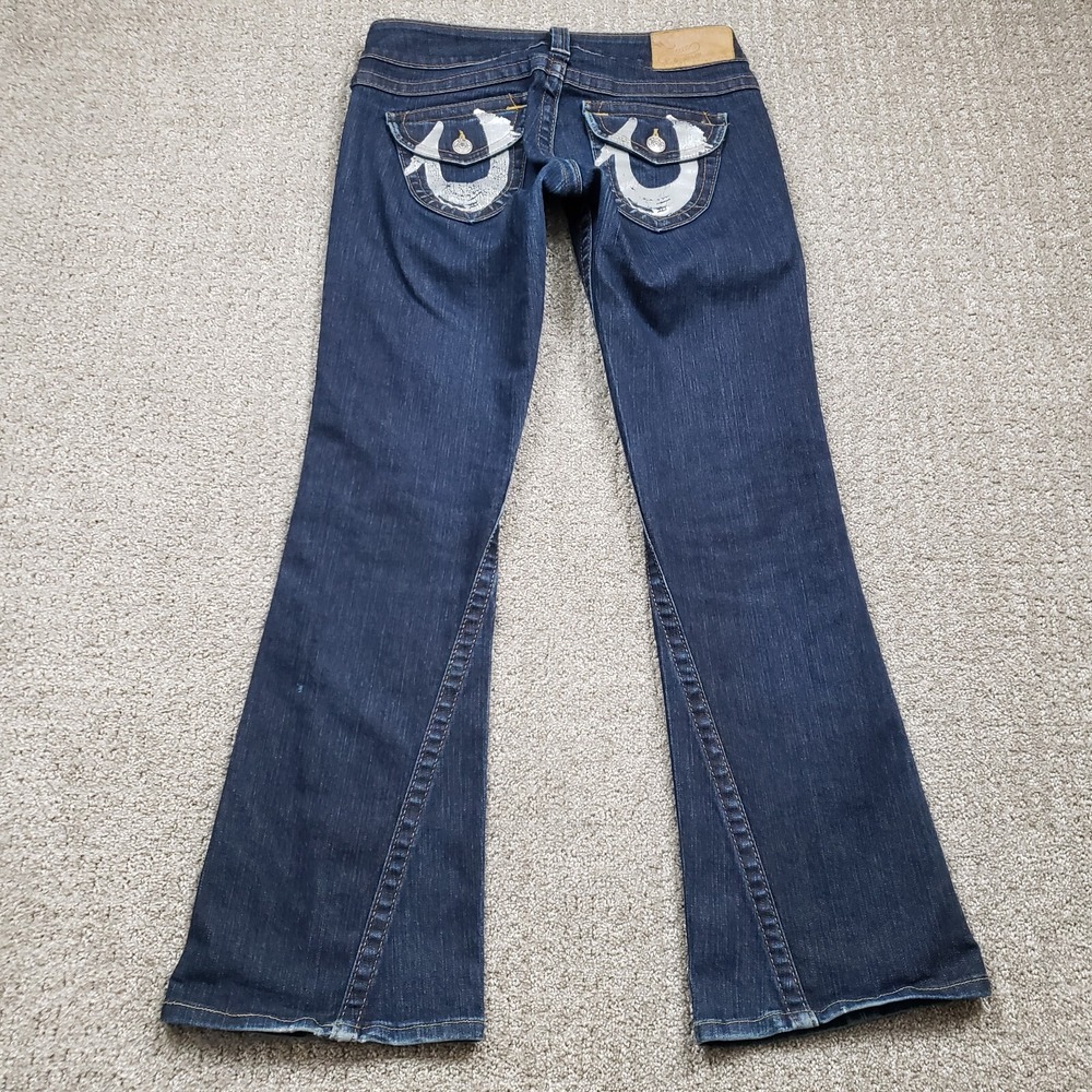 True Religion Womens 28 Blue Joey Flap Pocket Low Rise Flare Denim Jeans